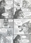 anthro baseball_cap canid canine canis chain-link_fence clothed clothing comic dialogue digital_media_(artwork) ellipsis english_text equid equine fence fully_clothed fur greyscale group hat headgear headwear horse male mammal marcus_(rukis) monochrome open_mouth police police_officer reis rukis speech_bubble text wolf yelling young
