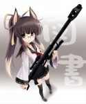 asian_clothing barrett_m82 clothing east_asian_clothing eyewear female glasses gun holding_gun holding_object holding_ranged_weapon holding_rifle holding_sniper_rifle holding_weapon japanese_clothing japanese_school_uniform ranged_weapon rifle school_uniform serafuku sniper_rifle solo text uniform weapon katahira_masashi barrett animal_humanoid cat_humanoid felid felid_humanoid feline feline_humanoid humanoid mammal mammal_humanoid 5:6 chinese_text