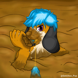 animal_genitalia animal_penis anthro blue_hair blue_penis bodily_fluids brown_body brown_fur canine_genitalia canine_penis church cum eating_feces excessive_feces feces feces_in_mouth feces_on_face feces_on_penis floppy_ears fur genital_fluids genitals hair male peeing penis scatplay sex solo urine getchoo_pup canid canine mammal 1:1 hi_res