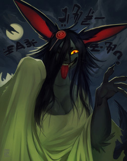 anthro big_breasts black_hair breasts clothed clothed_anthro clothed_female clothing fangs female female_anthro hair looking_at_viewer moon outside red_tongue solo teeth tongue tongue_out swiwwel mir_(swiwwel) 2025 digital_media_(artwork) hi_res
