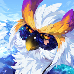 ambiguous_gender beak black_beak blue_sky cheek_tuft chest_tuft detailed_background facial_tuft feathers glistening glistening_eyes head_feathers mountain mouth_closed multicolored_beak orange_body orange_feathers outside purple_body purple_eyes purple_feathers sky solo tuft two_tone_beak unsigned white_body white_feathers yellow_beak yellow_body yellow_eyes yellow_feathers corzh77 cielo_(owlonfire) avian bird owl 1:1 absurd_res bust_portrait detailed hi_res icon portrait