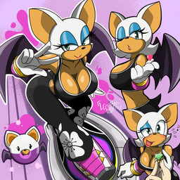 athletic_wear big_breasts big_butt blush bodily_fluids breasts butt cleavage clothed clothing female gem huge_breasts smile solo sweat wings leoposting sega sonic_the_hedgehog_(series) rouge_the_bat bat mammal 1:1 hi_res