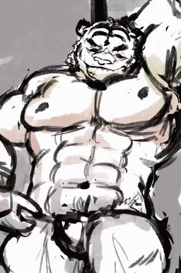 abs anthro bulge clothing dancing grin jockstrap male muscular muscular_anthro muscular_male pecs pole pole_dancing smile solo stripper stripper_pole underwear beribeardraw felid mammal pantherine tiger animated no_sound short_playtime unfinished video