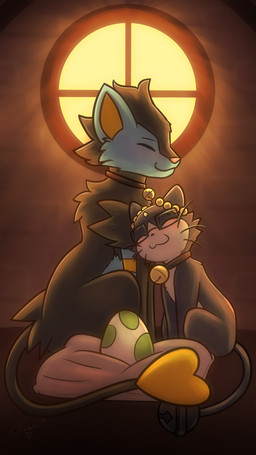 ambiguous_gender bell bell_collar blush collar duo egg eyewear female feral fur glasses inside pillow pokemon_egg smile tail wearing_glasses window rymherdier beta_pokemon_games nintendo pokemon pokemon_gold_beta rayn_luxray rynring beta_pokemon_(species) felid generation_4_pokemon luxray mammal pokemon_(species) rinrin_(pokemon_gold_beta) absurd_res digital_media_(artwork) hi_res