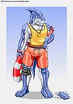 after_transformation bound encasement latex permanent summer transformation epic_games fortnite fennix_(fortnite) safety_first_steve_(fortnite) xedryk canid canine fennix fish fox mammal marine shark goo_(disambiguation) absurd_res hi_res