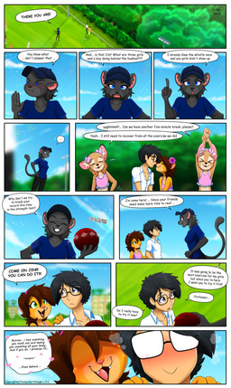 4_fingers accessory adolescent anthro black_body black_fur black_hair blue_eyes blush bodily_fluids brown_body brown_fur brown_hair cheerleader cheerleader_outfit clothing day detailed_background dialogue eyes_closed eyewear female fingers fur glasses group hair hair_accessory light male nature nature_background nervous nervous_smile nervous_sweat orange_body orange_fur outside school_uniform sunlight sweat text uniform young young_anthro young_female piporete jin_yorushika kaiti_(piporete) katy_(piporete) keiko_sakmat cervine deer felid feline human lion mammal pantherine 2026 absurd_res comic digital_drawing_(artwork) digital_media_(artwork) digital_painting_(artwork) english_text hi_res multiple_scenes painting_(artwork) right_to_left signature