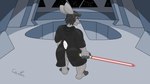 angry anthro big_butt big_hands butt clothing inside lightsaber male melee_weapon muscular red_lightsaber robe sith slightly_chubby solo star_destroyer weapon major_carter star_wars noel_(pknoel) bear lagomorph leporid mammal rabbit 16:9 4k absurd_res hi_res widescreen