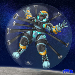 ambiguous_gender anthro astronaut bubble cage clothing female harness in_bubble solo space straps suit trapped otakuwolf cave_story emily_(kupelcopel) lagomorph leporid mammal mimiga rabbit 1:1 female_(lore)