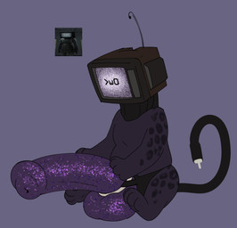 alternate_species animal_genitalia animal_penis big_penis dildo electronics equine_genitalia equine_penis female feral for_a_head furrification genitals hand_on_penis huge_dildo huge_penis hyper machine penis screen screen_face semi-anthro sex_toy simple_background sitting small_but_hung solo strapon tail television young puppyratcat skibidi_toilet domestic_cat felid feline felis mammal object_head robot screen_head tv_head hi_res