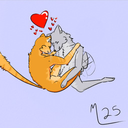 anthro balls_deep breasts clitoris erect_tail female fur genitals grey_body grey_fur heart_symbol intimate male male/female multicolored_body multicolored_fur orange_body orange_fur orgasm orgasm_face penetration romantic romantic_sex sex side_boob tail tail_motion tailwag vaginal vaginal_penetration vulva mobsterlobster canid canine canis felid feline mammal wolf trans_(lore) trans_woman_(lore)