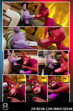 accessory anthro blue_clothing blush clothed clothing crossgender dialogue duo ear_piercing erection erection_under_clothing female fingers fire fireplace ftm_crossgender gradient_background green_hair hair headband laugh machine making_out male male/female mtf_crossgender open_mouth piercing simple_background text tongue_on_tongue binocszoomx10 disembowell_(modeler) red-eye_(modeler) five_nights_at_freddy's five_nights_at_freddy's:_security_breach scottgames steel_wool_studios fan_character fanmade_glamrock_foxy_(fnaf) glamrock_foxy_(fnaf) roxanne_wolf animatronic canid canine fox mammal robot 3d_(artwork) comic digital_media_(artwork) english_text hi_res url