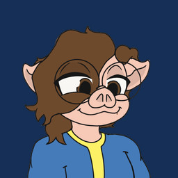anthro brown_eyes brown_hair eyewear glasses hair male markings mole_(marking) solo vault_suit quidhansed fallout microsoft mammal suid suine sus_(pig) 1:1 alpha_channel hi_res