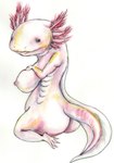 anthro areola big_breasts biped breasts busty_feral butt external_gills female feral gills nipples non-mammal_breasts solo tail yukikingyoo amphibian axolotl marine mole_salamander salamander 2023 hi_res