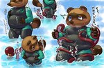 anthro belly blue_eyes blush bodily_fluids brown_body bulge cum detailed_bulge eyes_closed genital_fluids genital_outline handjob kemono male outside overweight overweight_male penile penis_outline sex solo tentacles text water wetsuit sakusan_kc animal_crossing nintendo tom_nook_(animal_crossing) canid canine mammal raccoon_dog tanuki 2024 absurd_res hi_res japanese_text