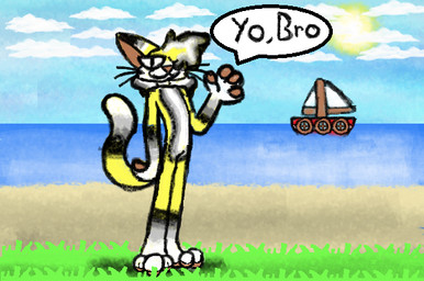 3_toes 4_fingers anthro beach belly boat day dipstick_ears dipstick_tail ear_markings feet fingers fur gloves_(marking) grass hair leg_markings male markings multicolored_ears orange_pawpads pawpads plant puffy_hair sea socks_(marking) solo sun tail tail_markings toes vehicle water watercraft wave white_belly white_body white_ear_tips white_fur white_hair white_tail_tip yellow_body yellow_fur moltenart_pixels domestic_cat felid feline felis mammal colored digital_drawing_(artwork) digital_media_(artwork) widescreen