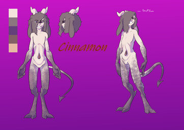digitigrade gem horn male smile smiling_at_viewer solo pitta_the_italian cinny_(cinnamon) demon humanoid absurd_res hi_res model_sheet