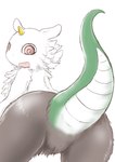 female feral horn solo spiral_eyes tail wide_hips seirei chiikawa anoko avian chimera mammal reptile scalie hi_res