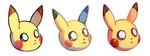 ambiguous_gender black_nose brown_eyes cheek_spots group mouth_closed pupils red_cheeks simple_background trio white_background white_pupils yellow_body flavia-elric nintendo pokemon generation_1_pokemon pikachu pokemon_(species) 2020 digital_media_(artwork) flat_colors hi_res shaded