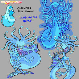 blue_body blue_eyes blue_skin breasts female gem gills hair nude scaled_breasts sharp_teeth simple_background solo split_form teeth text thediamond637 cartoon_network steven_universe blue_diamond_(steven_universe) alien aquatic corrupted_gem diamond_(gem_species) gem_(species) human mammal merfolk monster 1:1 digital_media_(artwork) english_text hi_res