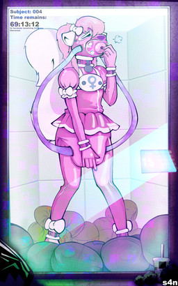 anthro aroused aroused_face balled_up_diaper big_diaper blush bottomwear clean_diaper clothed clothing cyberpunk diaper diaper_pail diaper_pile diaper_under_clothing diaper_under_latex diaper_under_skinsuit diapersuit fart_tubes female female_symbol fur gag gas_mask gender_symbol gloves hair handwear hologram hose hosesuit humiliation humiliation_fetish latex latex_bottomwear latex_clothing latex_handwear latex_legwear latex_skinsuit latex_skirt legwear looking_pleasured mask object_in_mouth pacifier pacifier_gag pacifier_in_mouth pheromones pink_body pink_fur pink_gas pink_latex public roleplay skinsuit skirt solo street symbol tail text tight_clothing topwear unclean_diaper used_diaper wearing_diaper s4n fan_character hybrid mammal mephitid skunk 5:8 absurd_res digital_media_(artwork) english_text hi_res