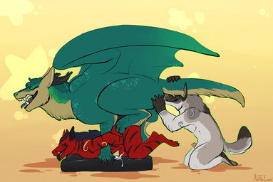 anal anal_penetration animal_genitalia animal_penis anthro anthro_on_feral anthro_penetrated balls bestiality black_body black_fur black_penis bodily_fluids canine_genitalia canine_penis cum cum_while_penetrated cumshot ejaculation erection eyes_closed feral feral_penetrating feral_penetrating_anthro fur genital_fluids genitals green_body grey_body grey_fur group horn kneeling larger_feral larger_male male male/male male_anthro male_feral male_penetrated male_penetrating male_penetrating_male membrane_(anatomy) membranous_wings nude nude_anthro nude_male open_mouth open_smile oral pawpads penetration penile penile_penetration penis penis_in_ass pink_penis red_body rimming sex sheath side_view size_difference smaller_anthro smaller_male smile striped_body stripes tan_body tan_fur teal_body teeth tongue tongue_out trio wings meldritchhorror mythology adronial_(foxdragon) nematious_(character) canid canine dragon mammal mythological_canine mythological_creature mythological_scalie scalie werecanid werecanine werecreature werewolf 2017