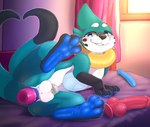 2024 2_tails 3_fingers 3_toes anal anal_penetration anus backsash bed bedroom bedroom_eyes blue_anus blue_eyes blush buizel chastity_cage chastity_device chastity_device_only feet feral fin fingers foot_fetish foot_focus full_foot_pawpads furniture generation_4_pokemon glistening glistening_pawpads handpaw heart_shaped_tail hi_res hindpaw lying male mammal mokata_(buizel) multi_tail mustelid narrowed_eyes neck_ring nintendo nub_chastity_cage nude object_in_ass on_side otter pawpads paws penetration permanent_chastity_device pokemon pokemon_(species) presenting puffy_anus raised_paw seductive sex_toy sex_toy_in_ass sex_toy_insertion soles solo tail toes wrinkled_feet wrinkles