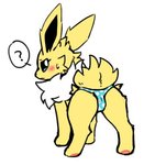 2020 blue_clothing blue_eyes blue_panties blue_underwear blush bodily_fluids butt clothed clothed_feral clothing confusion eeveelution female feral fur generation_1_pokemon jolteon looking_back low_res neck_tuft nintendo panties panties_on_feral panties_only pokemon pokemon_(species) polka_dot_panties quadruped rear_view simple_background solo sweat sweatdrop topless tuft underwear underwear_only white_background white_body white_fur wolfwithwing yellow_body yellow_fur