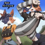 anthro big_breasts bodily_fluids breasts clothed clothing clothing_lift duo female female/female fully_clothed shirt shirt_lift small_waist sweat topwear cooliehigh epic_games fortnite cate_meowdy meow_skulls calico_cat domestic_cat felid feline felis mammal 1:1 absurd_res hi_res