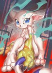 ambiguous_gender anthro black_nose blue_eyes claws detailed_background fur looking_at_viewer multicolored_ears multicolored_tail solo tail tail_grab whiskers white_body white_fur skink_hisshiss bandai_namco digimon digimon_(species) gatomon 2024 hi_res