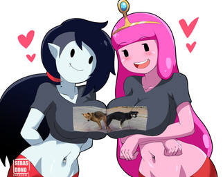 arm_under_breasts big_breasts black_eyes black_hair blush blush_lines breast_squish breasts breasts_frottage candy clothing crop_top crown dessert dot_eyes duo female food glistening glistening_body glistening_skin grey_body grey_skin hair headgear heart_symbol humanoid_pointy_ears long_hair looking_at_viewer midriff navel navel_piercing not_furry open_mouth open_smile piercing pink_body pink_hair pink_skin pointy_ears princess royalty shirt simple_background simple_eyes simple_face smile snaggle_tooth squish text tiara topwear v-cut white_background sebasdono adventure_time cartoon_network marceline_abadeer princess_bubblegum candy_humanoid candy_people_(at) food_creature food_humanoid humanoid living_candy living_gum vampire 2023 absurd_res artist_name digital_drawing_(artwork) digital_media_(artwork) hi_res watermark