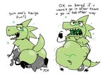 abdominal_bulge anal anal_vore anthro belly big_belly duo facesitting hand_on_belly male male_pred navel open_mouth pointing_at_mouth scales simple_background sitting sitting_on_another soft_vore standing tail teeth text uvula vore white_background pawplants anon anthro_anon sticklizard_(pawplants) canid canine lizard mammal reptile scalie 2025 english_text sequence