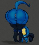 anthro anus areola bent_over big_butt breast_squish breasts butt clitoris clothing female garter_straps genitals legwear nipples pussy solo squish stockings wide_hips leptail nintendo pokemon canid generation_4_pokemon lucario mammal pokemon_(species) hi_res