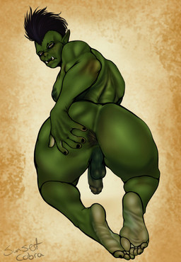 5_fingers 5_toes anus balls breasts butt countershade_feet countershading feet fingers foot_focus genitals green_body green_skin gynomorph humanoid_genitalia humanoid_penis intersex kneeling looking_back muscular muscular_humanoid muscular_intersex nipples not_furry nude nude_humanoid nude_intersex penis plantigrade presenting presenting_hindquarters rear_view side_boob solo spread_anus spread_butt spreading submissive submissive_intersex text toes tusks sunsetcobra blizzard_entertainment warcraft humanoid mammal orc 2024 absurd_res artist_name digital_drawing_(artwork) digital_media_(artwork) hi_res shaded