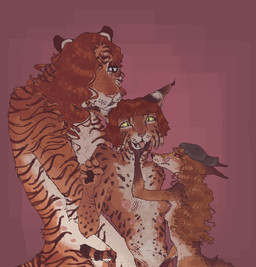 adolescent adult_on_adolescent after_kiss age_difference anthro backwards_baseball_cap backwards_hat baseball_cap big_breasts blood blue_eyes bodily_fluids breast_size_difference breasts clothing face_grab female female/female fur green_eyes group group_sex hair handjob hat headgear headwear holding_from_behind markings medium_breasts multi_nipple nervous nipples older_female orange_body orange_fur orange_hair penile questionable_consent red_eyes red_hair saliva saliva_string scratches sex size_difference small_breasts spots spotted_body spotted_fur striped_body striped_fur stripes threesome trio young younger_female itzkuroki no_i'm_not_a_human cashier_girl_(no_i'm_not_a_human) parentless_teenager_(no_i'm_not_a_human) seductive_woman_(no_i'm_not_a_human) canid canine eurasian_lynx felid feline fox lynx mammal pantherine red_fox siberian_tiger tiger true_fox