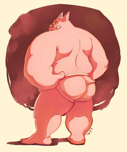 butt clothed clothing feet humanoid_feet jockstrap male mouth_closed muscular muscular_humanoid muscular_male not_furry overweight overweight_humanoid overweight_male plantigrade red_body red_ears red_skin red_tail simple_background solo standing tail teeth topless underwear chocolateandmilk vincent_(chocolate-beverage) humanoid imp 2016 dated full-length_portrait hi_res portrait signature