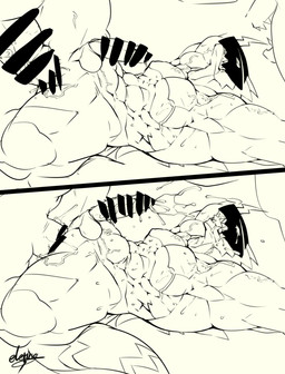 abs anal anal_penetration anthro anthro_on_anthro anthro_penetrated anthro_penetrating anus armor balls biceps big_muscles big_penis bodily_fluids butt censor_bar censored_genitalia claws clothing cum cum_in_ass cum_in_mouth cum_inside cum_on_abs cum_on_another cum_on_butt cum_on_face cum_on_leg cum_on_self cum_splatter cum_while_penetrated duo ejaculation erection from_front_position genital_fluids genitals headgear headgear_only helmet helmet_only horn horned_helmet huge_penis humanoid_genitalia humanoid_penis ineffective_censorship larger_male lying male male/male male_penetrated male_penetrating male_penetrating_male muscular muscular_anthro muscular_arms muscular_legs muscular_male muscular_thighs nude nude_anthro nude_male on_back on_ground open_mouth pecs penetration penile penile_penetration penis penis_in_ass raised_arm raised_leg sex sharp_teeth size_difference spikes spikes_(anatomy) spread_legs spreading tail teeth vein veiny_muscles veiny_penis bowalia bandai_namco digimon ambiguous_species bulkmon digimon_(species) scalie 2025 censored digital_drawing_(artwork) digital_media_(artwork) sketch