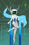 big_breasts breasts electronics female for_a_head green_eyes machine not_furry screen screen_face solo television white_body biang360 humanoid object_head robot screen_head tv_head absurd_res hi_res