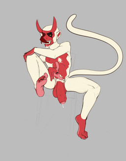 anthro balls big_penis black_eyes bodily_fluids chest_tuft countershading feet foot_fetish foot_focus foreskin genital_fluids genitals gesture gesturing_at_viewer grey_background hand_gesture horn humanoid_feet humanoid_genitalia humanoid_penis leaking_precum looking_at_viewer male nude penis plantigrade pointing pointing_at_viewer precum pubes red_body simple_background smile soles solo tail tongue tongue_out tuft tusks yellow_eyes caluccart asian_mythology east_asian_mythology japanese_mythology mythology calu_(oni) demon haplorhine hybrid mammal monkey oni primate yokai 2022 hi_res sketch