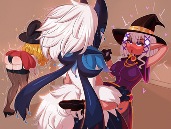 anthro bodily_fluids boots breasts butt clothed clothed_sex clothing container cum cum_in_vagina cum_inside cup duo female female_penetrated footwear fur genital_fluids genitals gloves group hair handwear hat headgear headwear high_heeled_boots high_heels humanoid_pointy_ears leg_grab legwear looking_at_another looking_pleasured male male/female male_penetrating orgasm_face penetration pointy_ears sex shoes simple_background smile tail thigh_boots thigh_highs vulva witch_hat zexlynk nintendo pokemon glace_(cris79x) elf generation_9_pokemon humanoid meowscarada pokemon_(species) 4:3 absurd_res hi_res