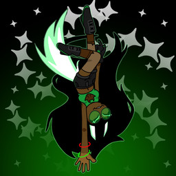 black_hair bottomwear bracelet canine_ears cleavage_cutout clothing crop_top cutout dark_body dark_skin eyewear female glasses gradient_background green_clothing green_topwear hair jewelry shirt shorts simple_background solo tail topwear upside_down white_tail yesteriya homestuck ms_paint_adventures jade_harley animal_humanoid canid canid_humanoid canine canine_humanoid humanoid mammal mammal_humanoid hi_res