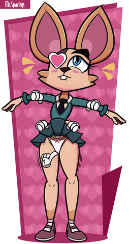anthro blue_eyes blush clothed clothing disembodied_hand eye_patch eyewear female fingering footwear fur masturbation orgasm panties solo underwear uniform upskirt vaginal vaginal_fingering yellow_body yellow_fur sparksaxel the_bunny_graveyard handy_pal_(tbg) skye_(tbg) lagomorph leporid mammal rabbit absurd_res hi_res