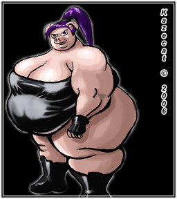 anthro belly big_belly big_breasts boots breasts clothed clothing female fingerless_gloves footwear gloves hair handwear huge_thighs obese obese_anthro obese_female overweight overweight_anthro overweight_female pink_body ponytail shoes snout thick_thighs topwear kazecat enorma_(kazecat) domestic_pig mammal suid suine sus_(pig) 2006 portrait three-quarter_portrait