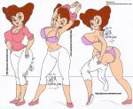 anthro big_breasts bra breasts cleavage clothed clothing ear_piercing female hair mature_anthro mature_female nipple_outline panties piercing solo text underwear undressing jojocoso royalman2010 disney goof_troop peg_pete hi_res url