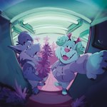 anthro blue_body blue_fur clothed clothing drugs duo fisheye_lens front_view fully_clothed fur hair horn inside lamp looking_at_viewer male marijuana pink_horn pink_nose plant_pot smile standing trailer_(vehicle) baddie_holly canid canine canis domestic_dog mammal 1:1 2025 absurd_res hi_res