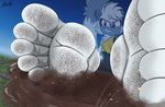 anthro barefoot bodily_fluids city_crushing crushed_micros dirty dirty_feet feet female foot_crush foot_fetish foot_focus giga landscape_dwarfing macro plantigrade size_difference soles solo stomping sweat sweaty_feet tail text toes az12lol idw_publishing sega sonic_the_hedgehog_(comics) sonic_the_hedgehog_(idw) sonic_the_hedgehog_(series) tangle_the_lemur lemur mammal primate strepsirrhine digital_media_(artwork) hi_res