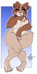 anthro areola big_breasts breasts brown_body brown_fur cheek_tuft covering covering_breasts covering_crotch covering_self coy crossed_legs eyelashes facial_piercing facial_tuft feet female fur huge_breasts looking_at_viewer multicolored_body multicolored_fur neck_tuft nose_piercing nose_ring nude one_eye_closed pawpads paws piercing pink_areola pink_pawpads pose purple_eyes ring_piercing smile solo standing tan_body tan_fur thick_thighs tongue tongue_out tuft wide_hips wink morgan_gorgon brownie_(dessertbrownie) canid canine canis domestic_dog mammal 2021 digital_media_(artwork) hi_res