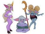 areola areola_slip big_breasts blonde_hair breasts clothing female group hair horn huge_breasts humanoid_pointy_ears hyper hyper_breasts pigtails pointy_ears thick_thighs torn_clothing trio white_hair wide_hips null0patience league_of_legends riot_games tencent poppy_(lol) soraka tristana_(lol) horned_humanoid humanoid yordle absurd_res hi_res