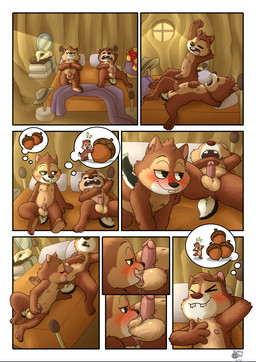 ball_suck balls bed blush bodily_fluids brown_body circumcised erection fellatio foreskin furniture genital_fluids genitals humanoid_genitalia humanoid_penis lying male male/male nipples nude on_bed oral penile penis sex sleep_sex sleeping sucking tail thought_bubble tongue nutty_bo chip_'n_dale_rescue_rangers disney chip_(disney) dale_(disney) chipmunk ground_squirrel mammal rodent sciurid absurd_res hi_res