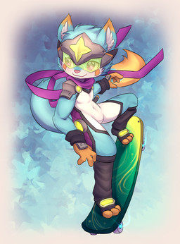 abstract_background action_pose anthro border cheek_tuft clothed clothing cuffs_(clothing) dipstick_ears dipstick_tail ear_markings facial_tuft footwear glint gloves_(marking) high-angle_view inner_ear_fluff knee_highs knee_socks leg_markings legwear long_tail male markings multicolored_ears ninja pattern_background pink_nose pose purple_scarf scarf simple_background skateboard skateboarding socks socks_(marking) solo star-shaped_background star_polygon tail tail_markings three-quarter_view tight_clothing toeless_footwear toeless_socks tuft vehicle visor warrior weapon weapon_behind_back white_border wide_stance young young_anthro young_male lotte_cherman felix_(bothfelixfox) canid canine fox mammal 2021 absurd_res full-length_portrait hi_res portrait