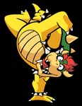 anthro armband belly bracelet breakdancing claws collar dancing eyebrows hair handstand horn jewelry looking_at_viewer male nude on_one_hand open_mouth open_smile shell simple_background smile solo spiked_armband spiked_bracelet spiked_collar spiked_shell spikes spikes_(anatomy) teeth tongue transparent_background marioshi64 mario_bros nintendo bowser koopa scalie 2021 alpha_channel